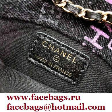 Chanel Printed Denim  &  Gold-Tone Metal Black  &  Multicolor belt bag AP2623